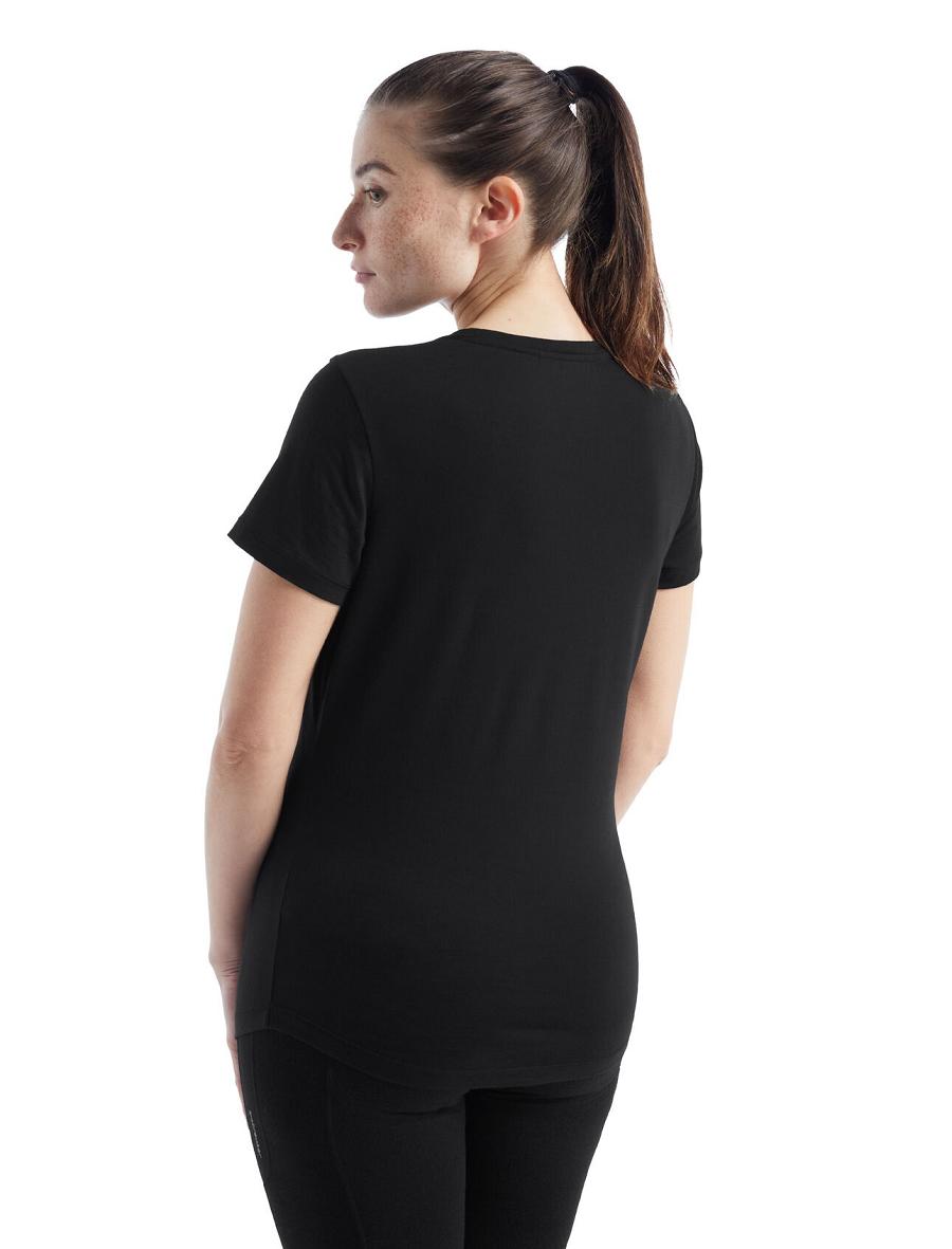 Black Icebreaker Merino Sphere II Short Sleeve Scoop Women's T Shirts | AU 1586HAPK